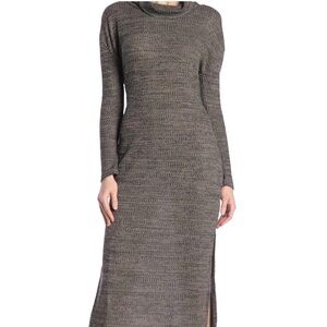 Ten Sixty Sherman Cowl Neck Long Sleeve Knit Bodycon Midi Dress